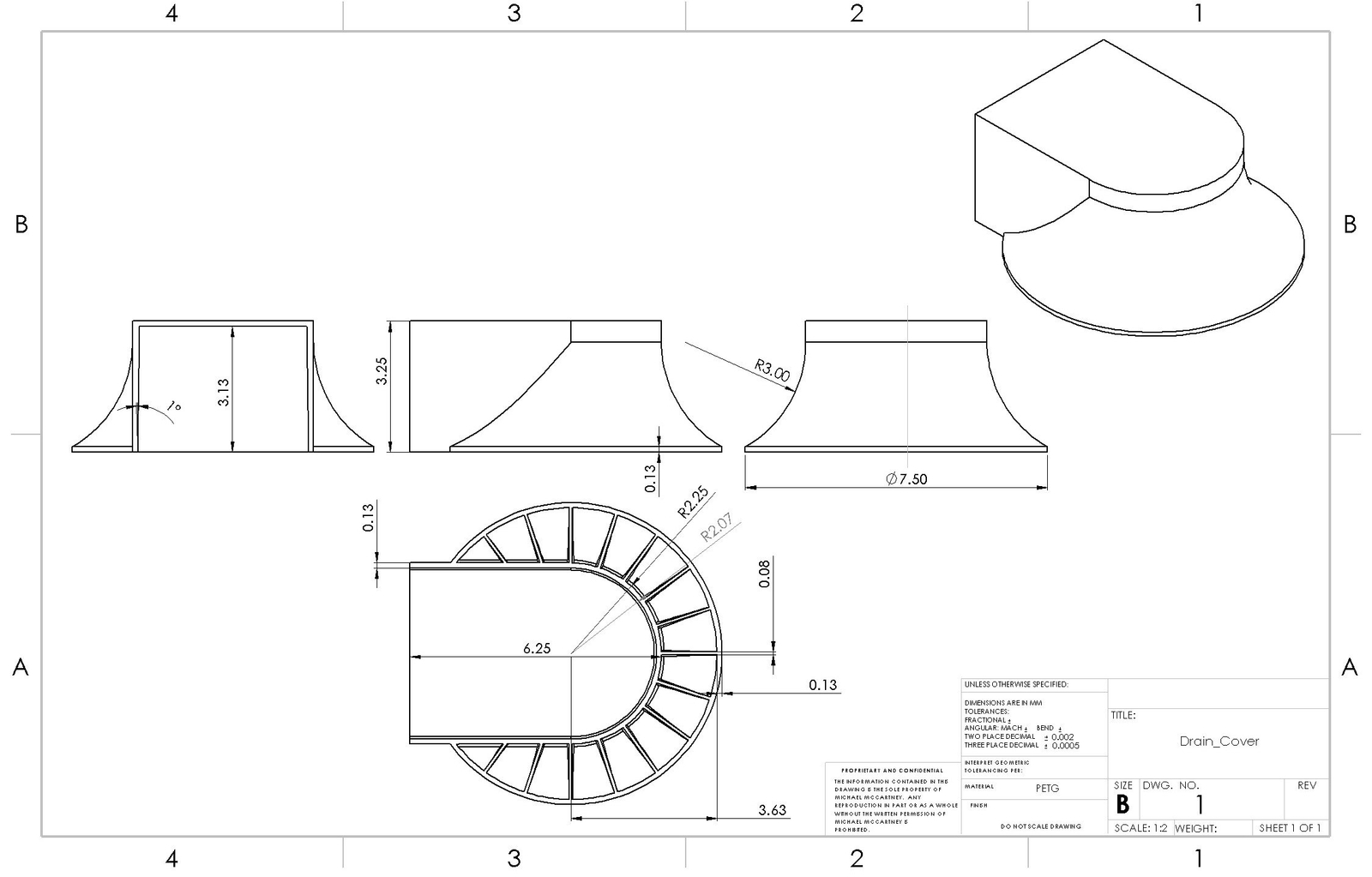 drain hole cover drawing