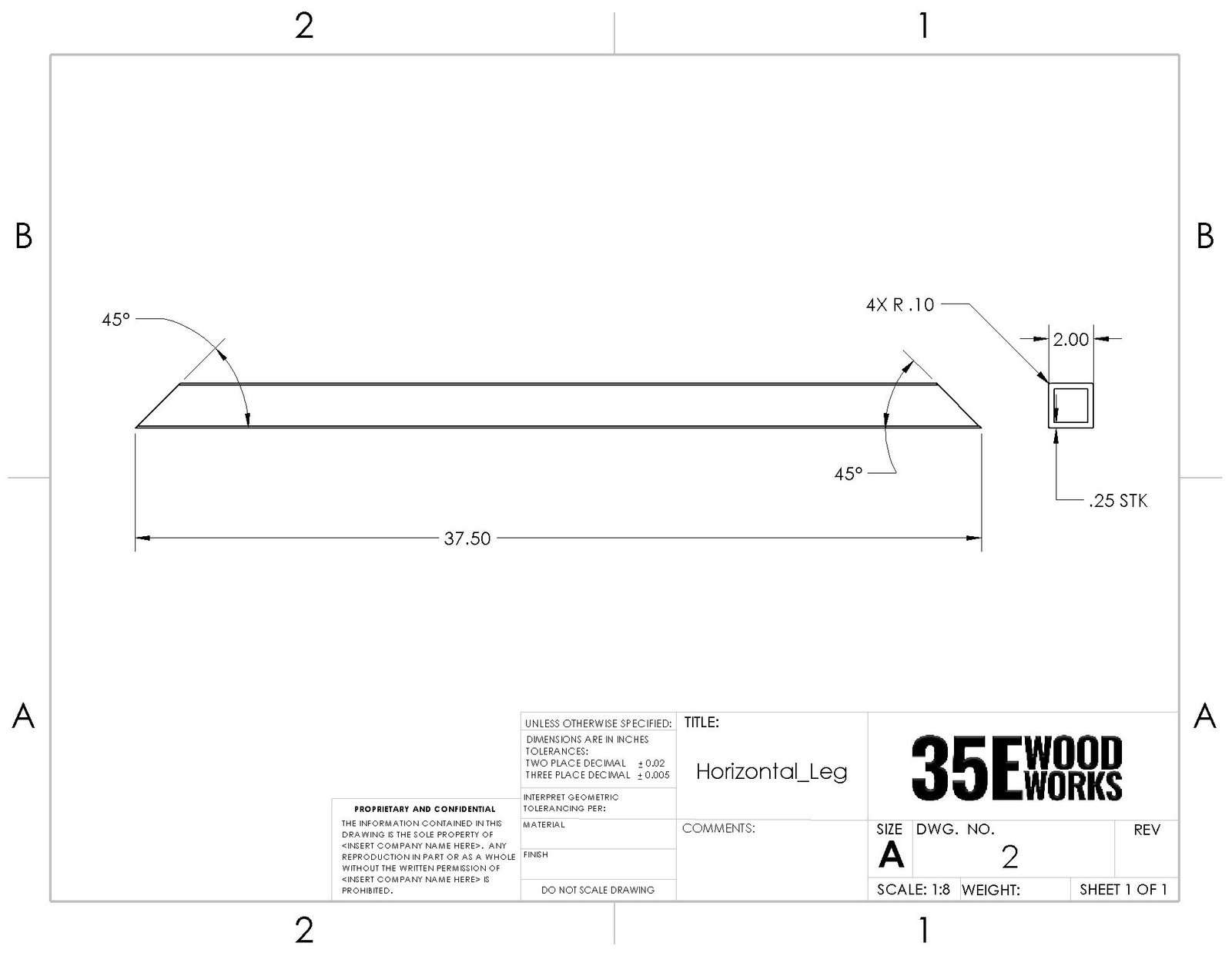 horizontal leg drawing